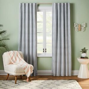 Pillowfort™ 42x84 Black Irregular Mini Stripe Blackout Curtain Panel New